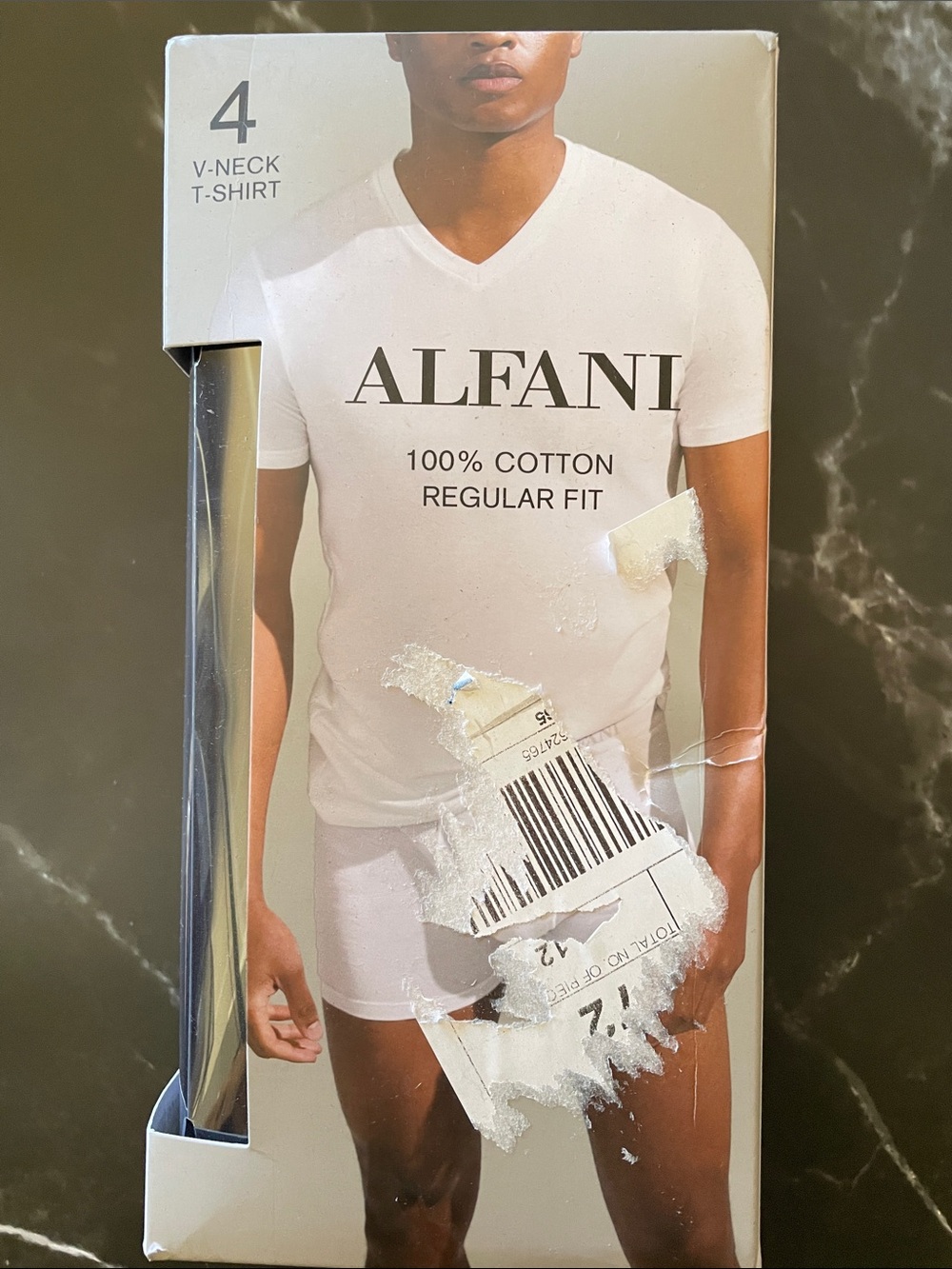 Alfani Deep Black V-Neck Cotton Tee - 4 Pack